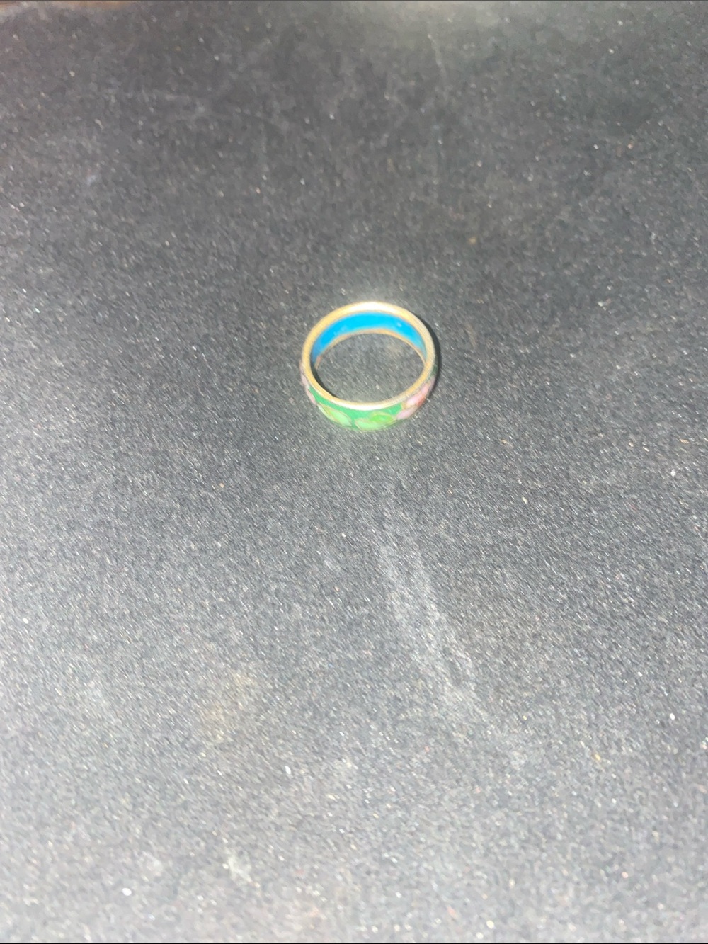 Colorful Floral Enamel Band Ring - Green/Pink